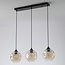 3-flammige moderne Pendelleuchte Fayen schwarz mit organischer Form cognac Glas