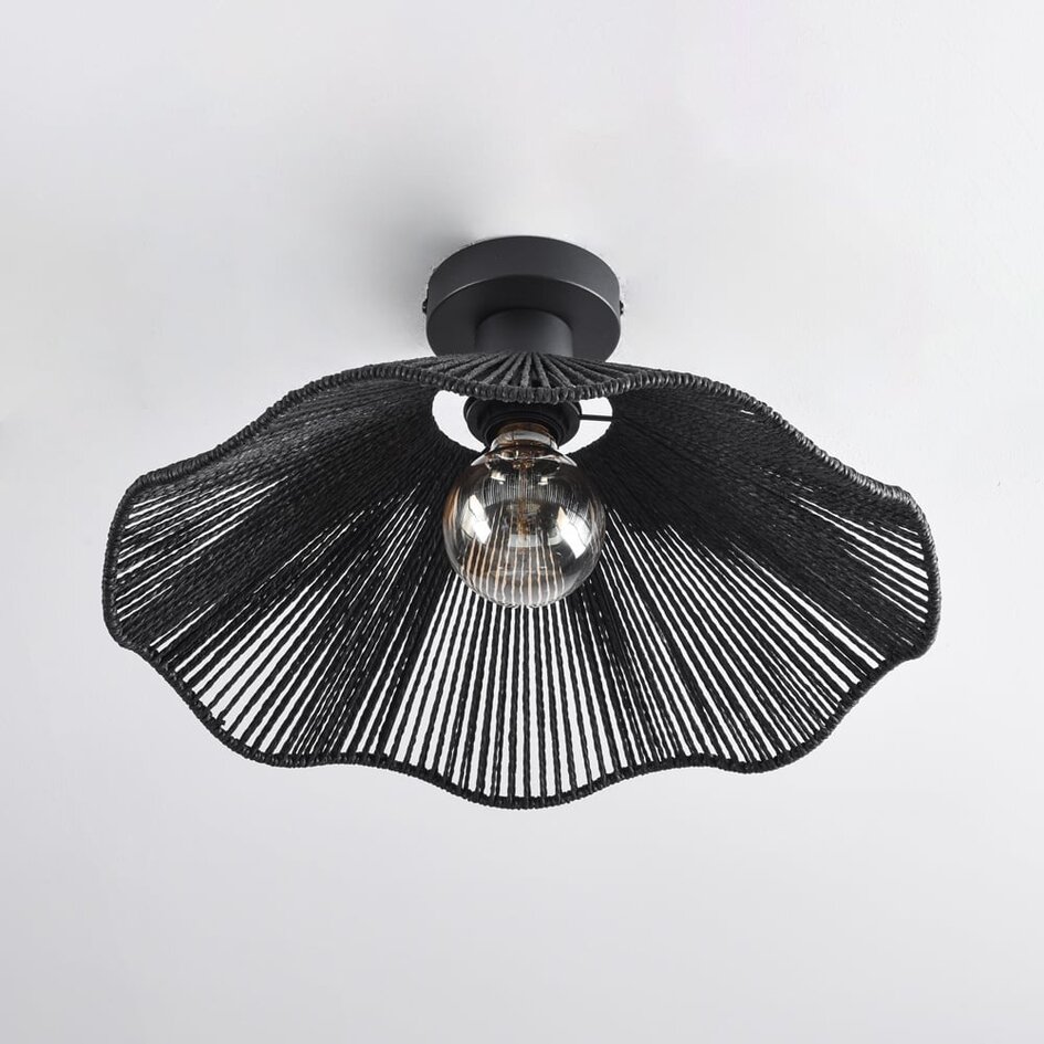 Boho-Chic Deckenleuchte Carta schwarz mit Seil Ø40 cm