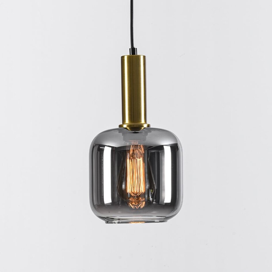 Moderne schwarz-goldene Pendelleuchte mit Rauchglas - Appeso