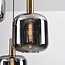 Schwarze Design-Pendelleuchte Pendu mit Gold- und Rauchglas, 3-flammig