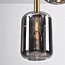 Schwarze Design-Pendelleuchte Pendu mit Gold- und Rauchglas, 3-flammig