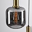 Schwarze Design-Pendelleuchte Pendu mit Gold- und Rauchglas, 3-flammig