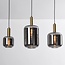 3-flammige schwarz-goldene Pendelleuchte Tectos mit Rauchglas