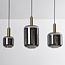 3-flammige schwarz-goldene Pendelleuchte Tectos mit Rauchglas