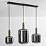 3-flammige schwarz-goldene Pendelleuchte Tectos mit Rauchglas
