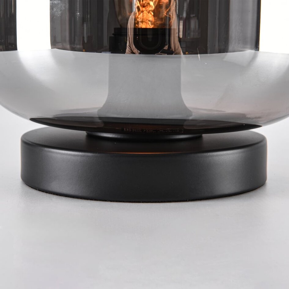 Moderne gläserne Tischlampe schwarz mit Rauchglas - Solo