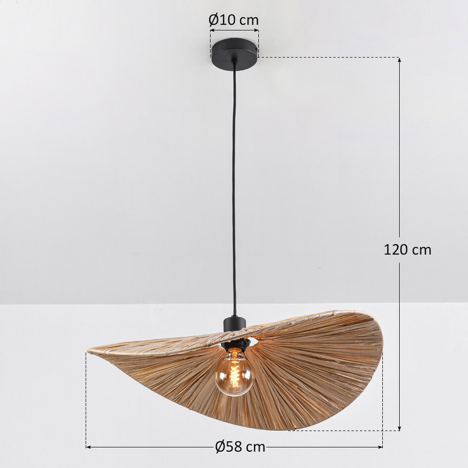 Hängeleuchte mit Raffiapapier Ø58 cm - Bahan