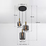 Schwarze Design-Pendelleuchte Pendu mit Gold- und Rauchglas, 3-flammig