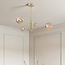 Goldene Deckenleuchte Stiri 4-flammig mit amber Glas