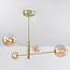 Goldene Deckenleuchte Stiri 4-flammig mit amber Glas