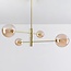 Goldene Deckenleuchte Stiri 4-flammig mit amber Glas