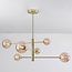 Design-Deckenleuchte Gold mit amber Glas, 6-flammig - Sest