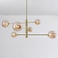 Design-Deckenleuchte Gold mit amber Glas, 6-flammig - Sest