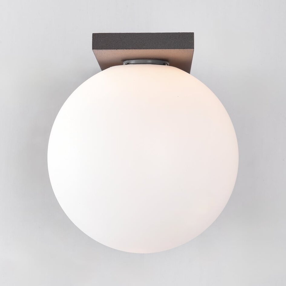 Außenwandleuchte braun mit milchig weißem Polycarbonatschirm - Luna