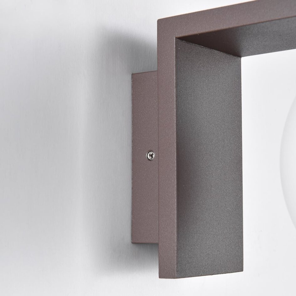 Außenwandleuchte braun mit milchig weißem Polycarbonatschirm - Luna