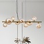 Goldfarbene Design-Pendelleuchte mit amber Glas, 9-flammig - Ennea