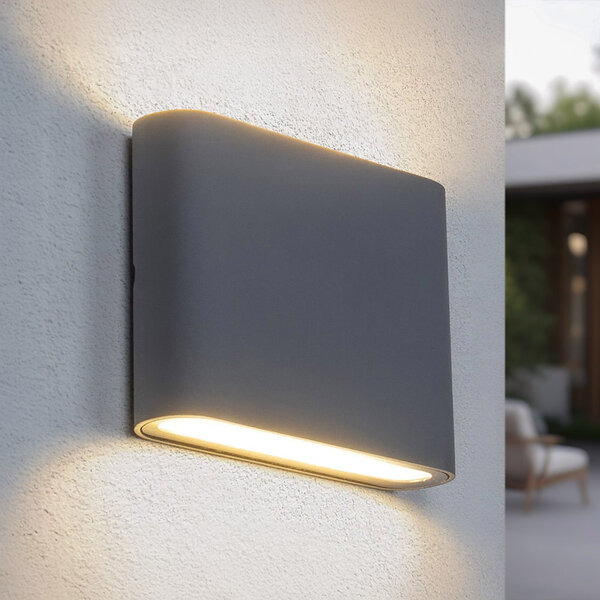 Dunkelgraue flache Wandleuchte mit Glas - 6 oder 12W