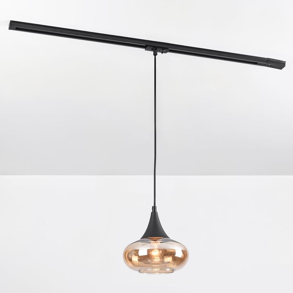 1-Phasen-Pendelleuchte Nill mit amber Glas - breites Glas