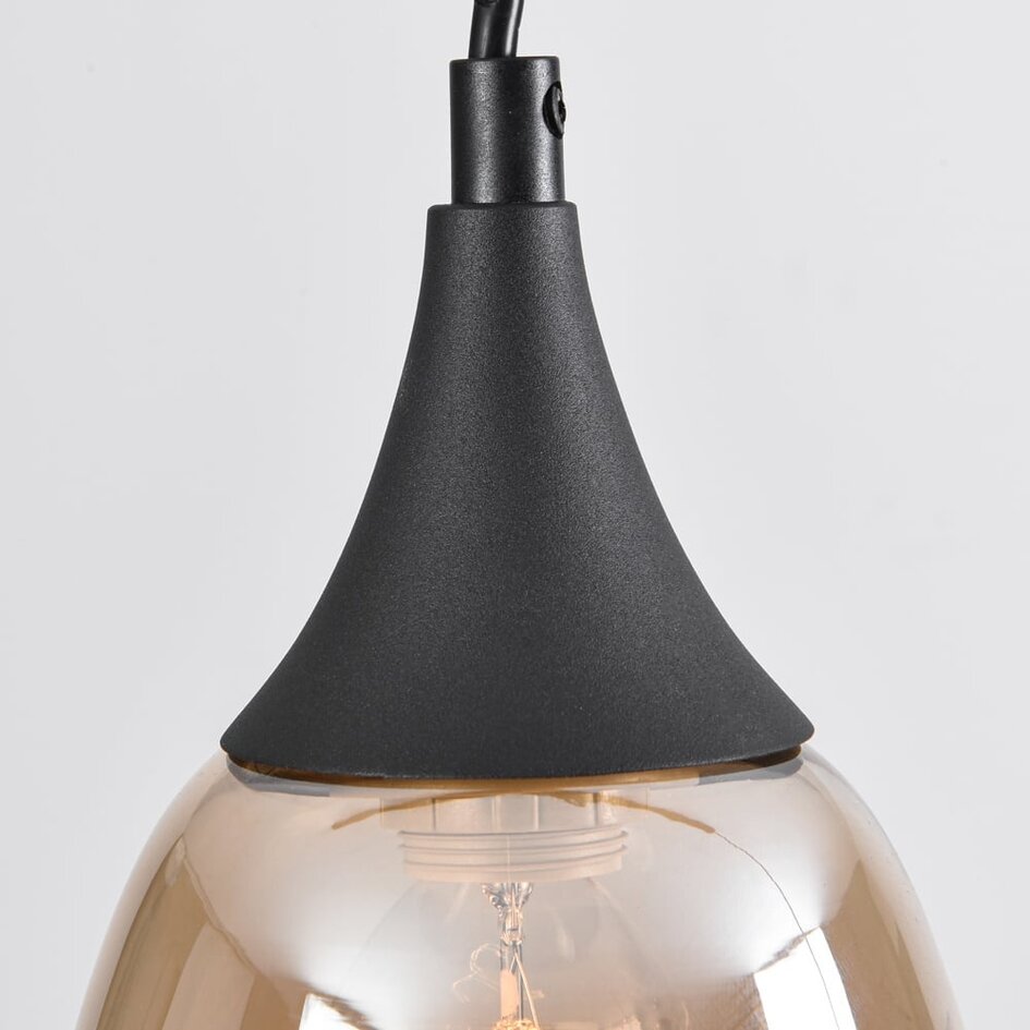 1-Phasen-Pendelleuchte Noi mit amber Glas - Tropfenform