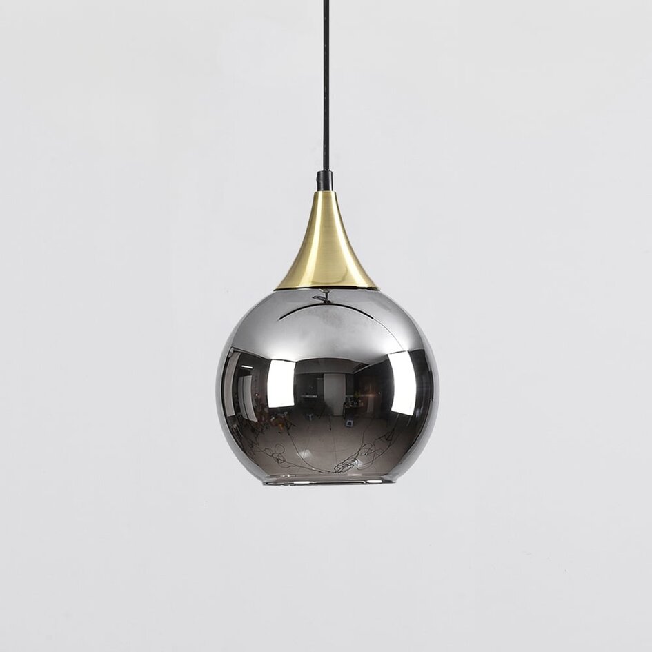 1-Phasen-Pendelleuchte Nya gold mit Rauchglas und Spiegeleffekt - rund