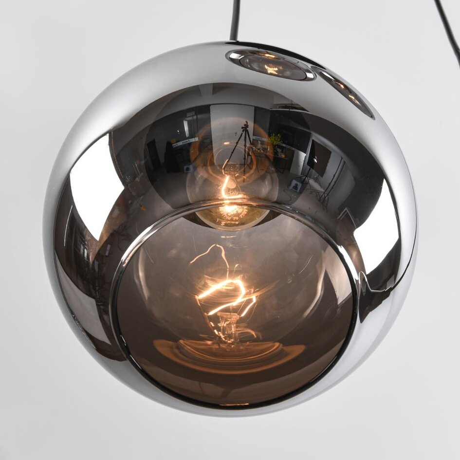 Pendelleuchte Loua schwarz mit Rauchglas, 4-flammig