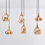 Pendelleuchte gold mit amber Glas, 6-flammig - Loic