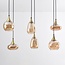 Pendelleuchte gold mit amber Glas, 6-flammig - Loic