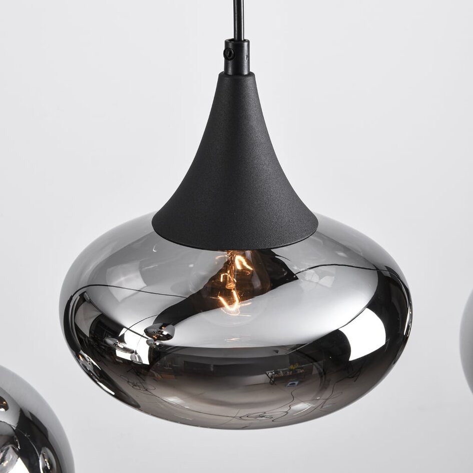 Pendelleuchte schwarz mit Rauchglas, 8-flammig - Loic