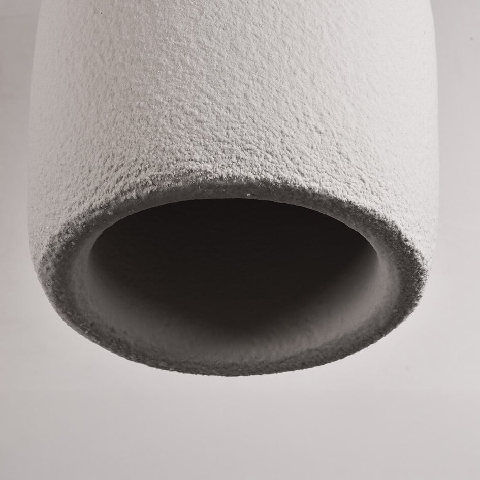 Minimalistische Wabi Sabi Hängeleuchte Hikari mit Steineffekt Ø31 cm - weiß