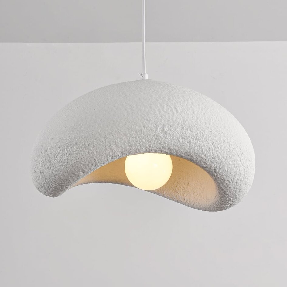 Wabi Sabi Pendelleuchte Zenji 40 x 27 cm mit Steineffekt - weiß