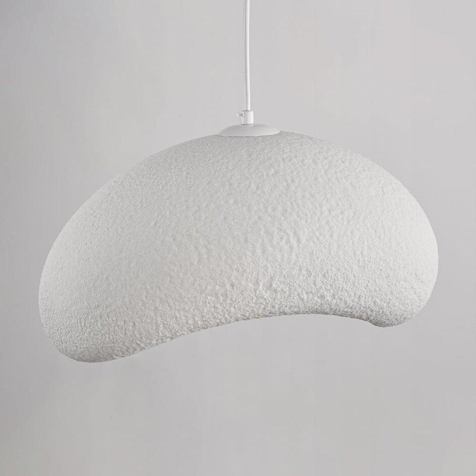 Wabi Sabi Pendelleuchte Zenji 40 x 27 cm mit Steineffekt - weiß