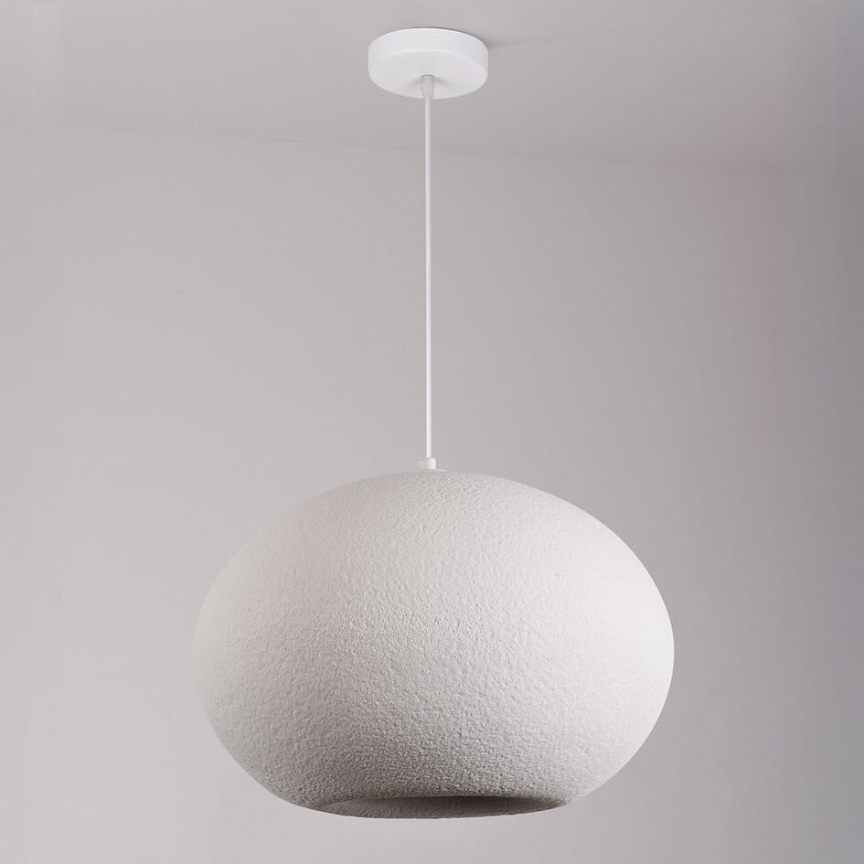 Moderne Wabi Sabi Pendelleuchte mit Steineffekt Sora Ø47 cm - weiß