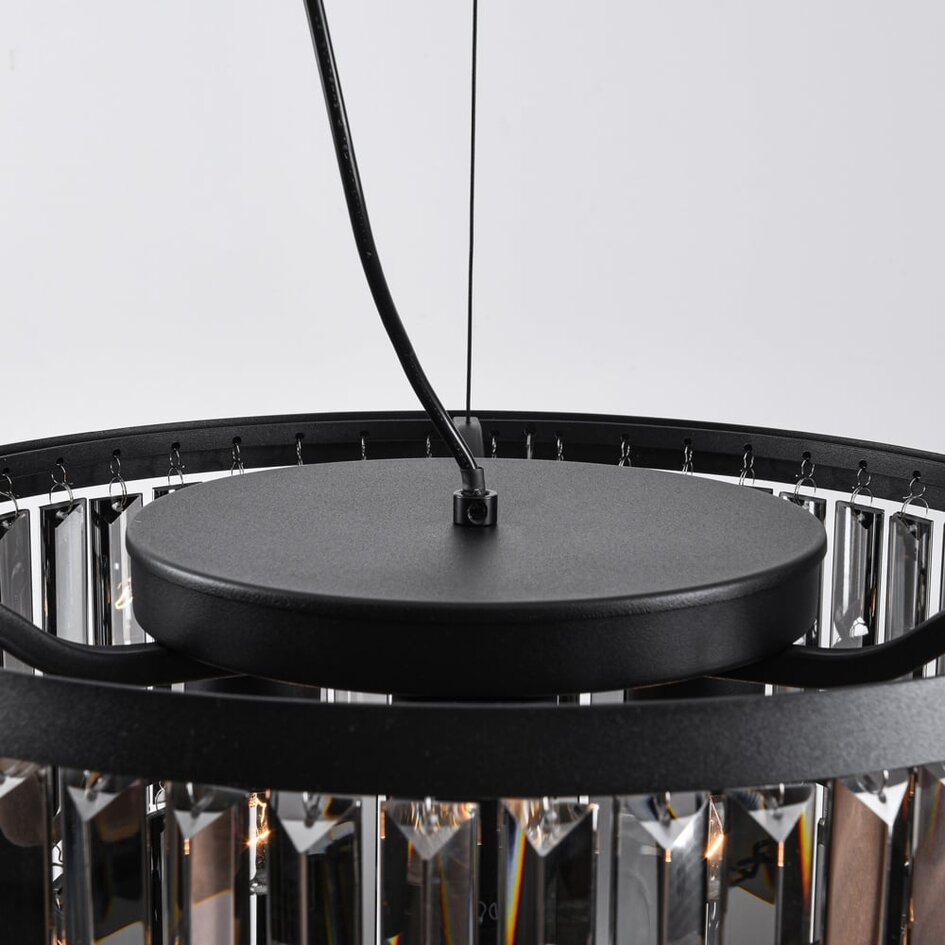 Luxuriöse schwarze Pendelleuchte - Kristal