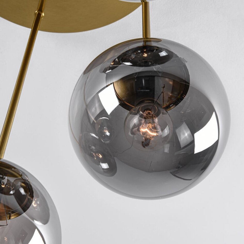 Runde Deckenleuchte Gold mit Rauchglas, 5-flammig - Carat