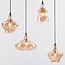 6-flammige Design-Pendelleuchte Trinidad, schwarz mit amber Glas