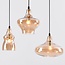 6-flammige Design-Pendelleuchte Trinidad, schwarz mit amber Glas