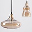 6-flammige Design-Pendelleuchte Trinidad, schwarz mit amber Glas