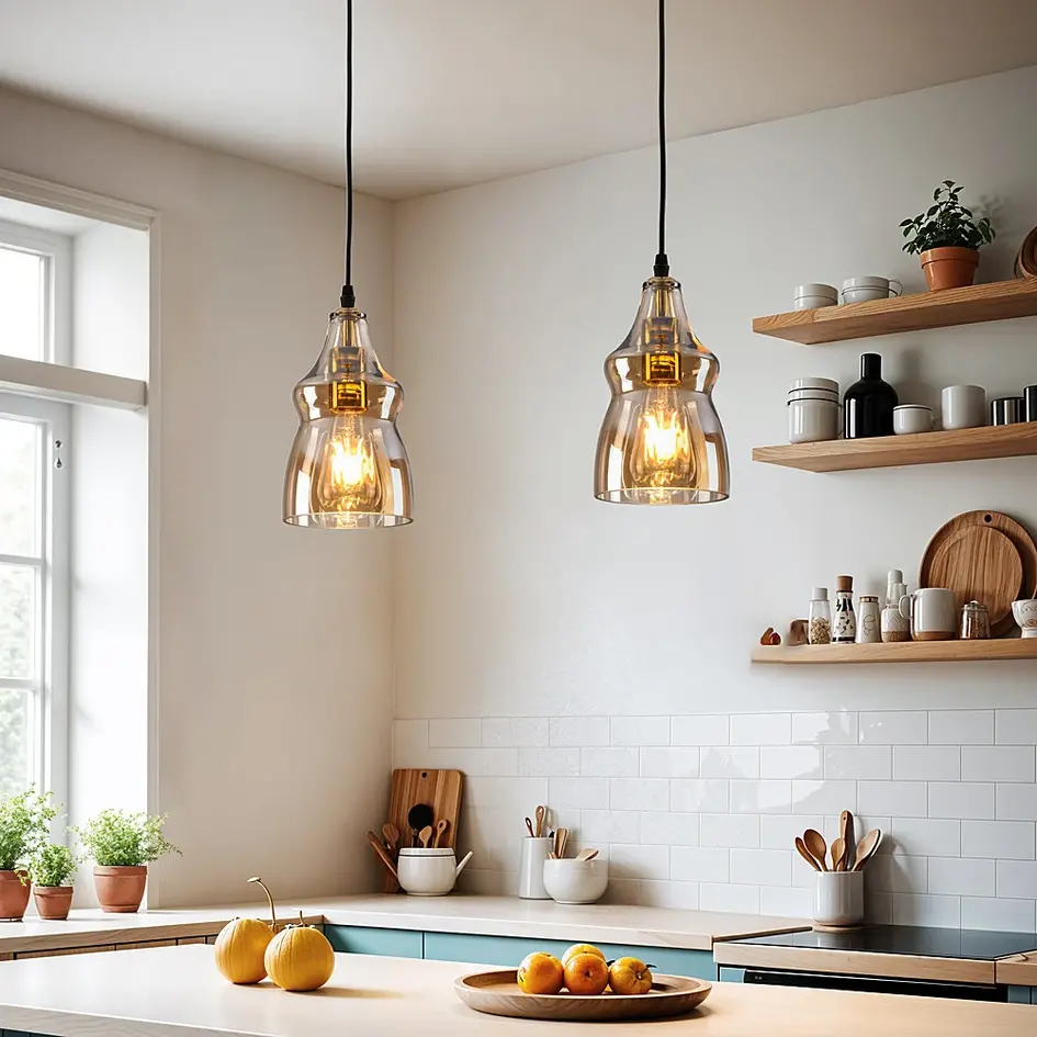 1-flammige Hängeleuchte Trinidad mit amber Glas - Variante 2