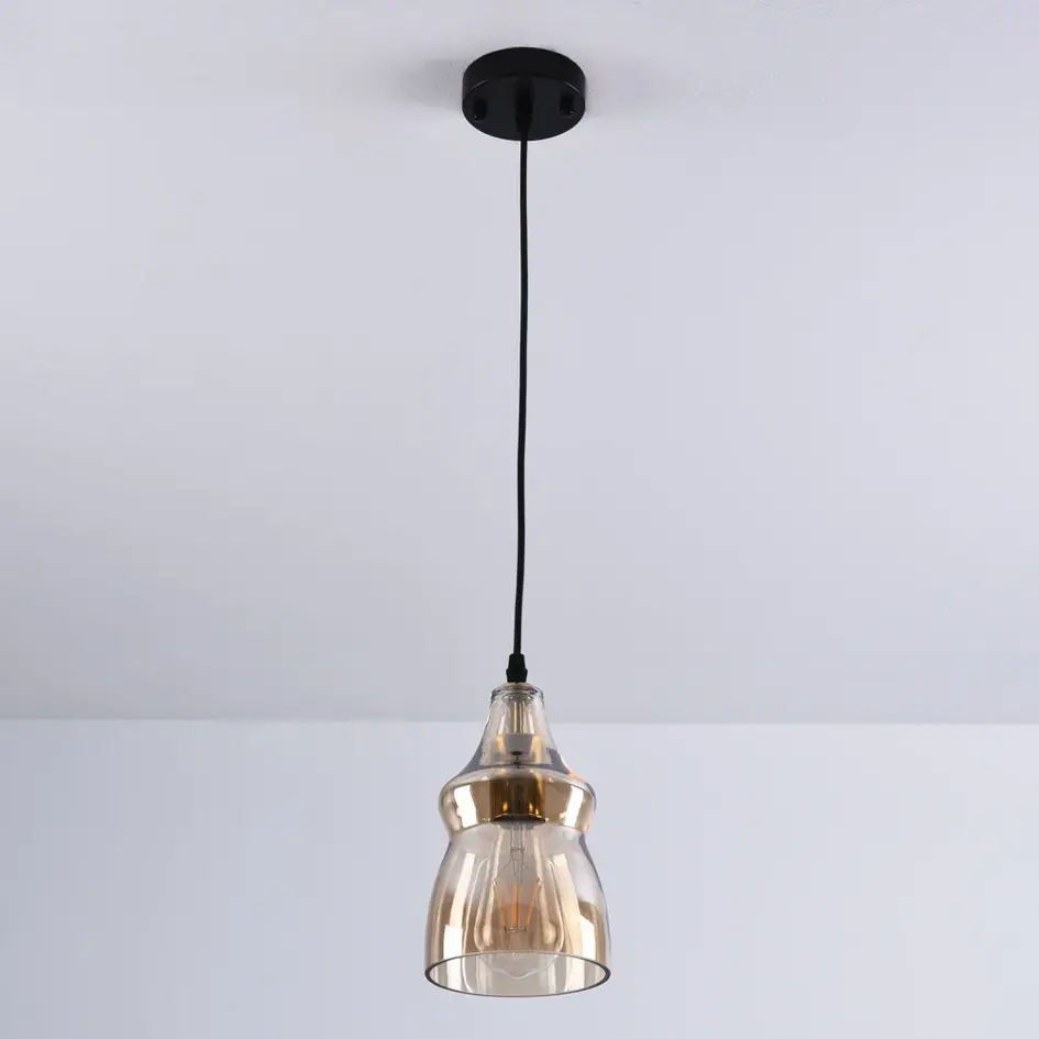 1-flammige Hängeleuchte Trinidad mit amber Glas - Variante 2