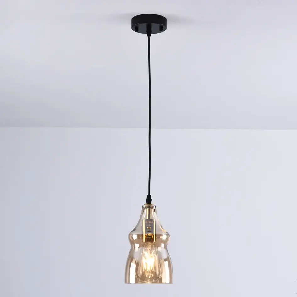 1-flammige Hängeleuchte Trinidad mit amber Glas - Variante 2