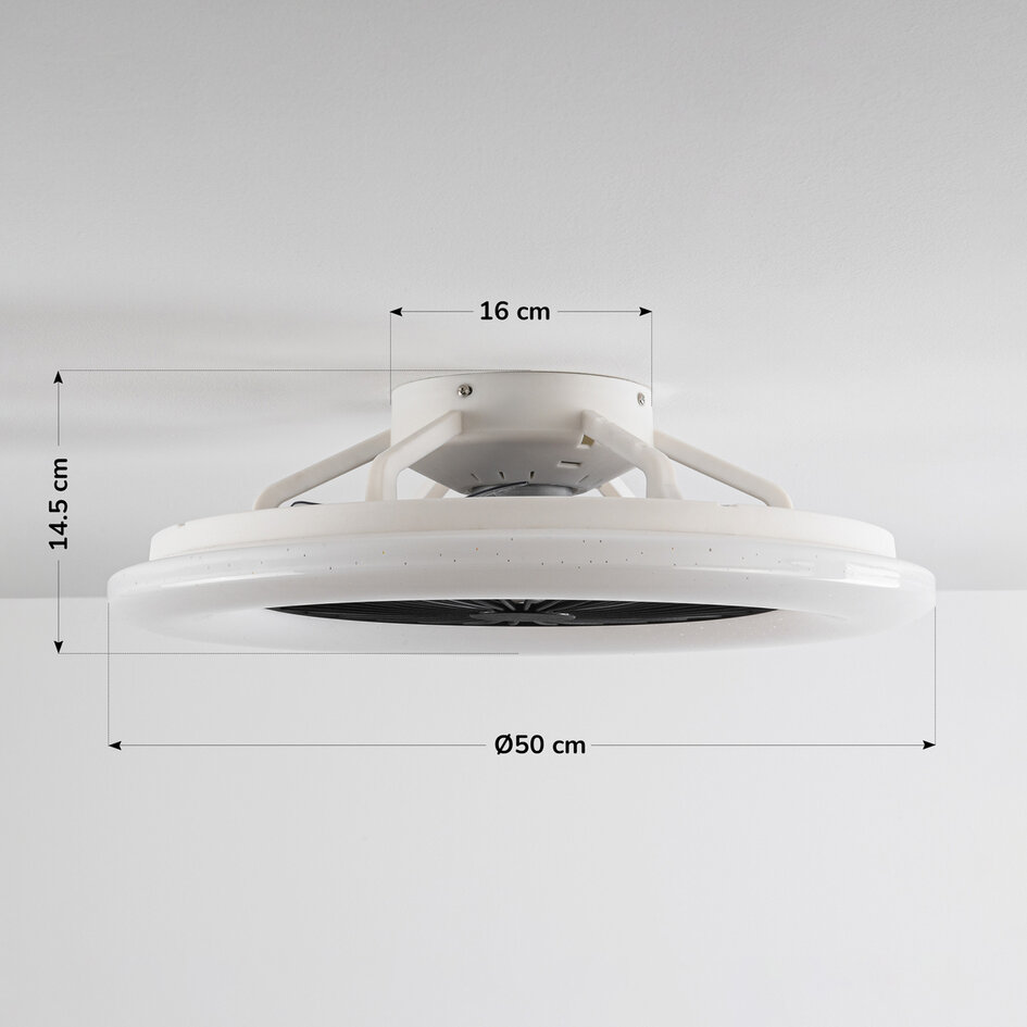 Smarter Deckenventilator Mira mit Fernbedienung, WLAN und RGBW - Schwarz