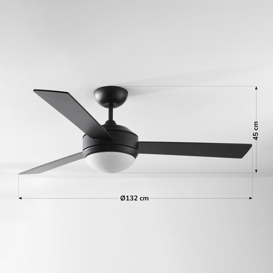 Moderner Deckenventilator schwarz mit Fernbedienung (E27) - Coco