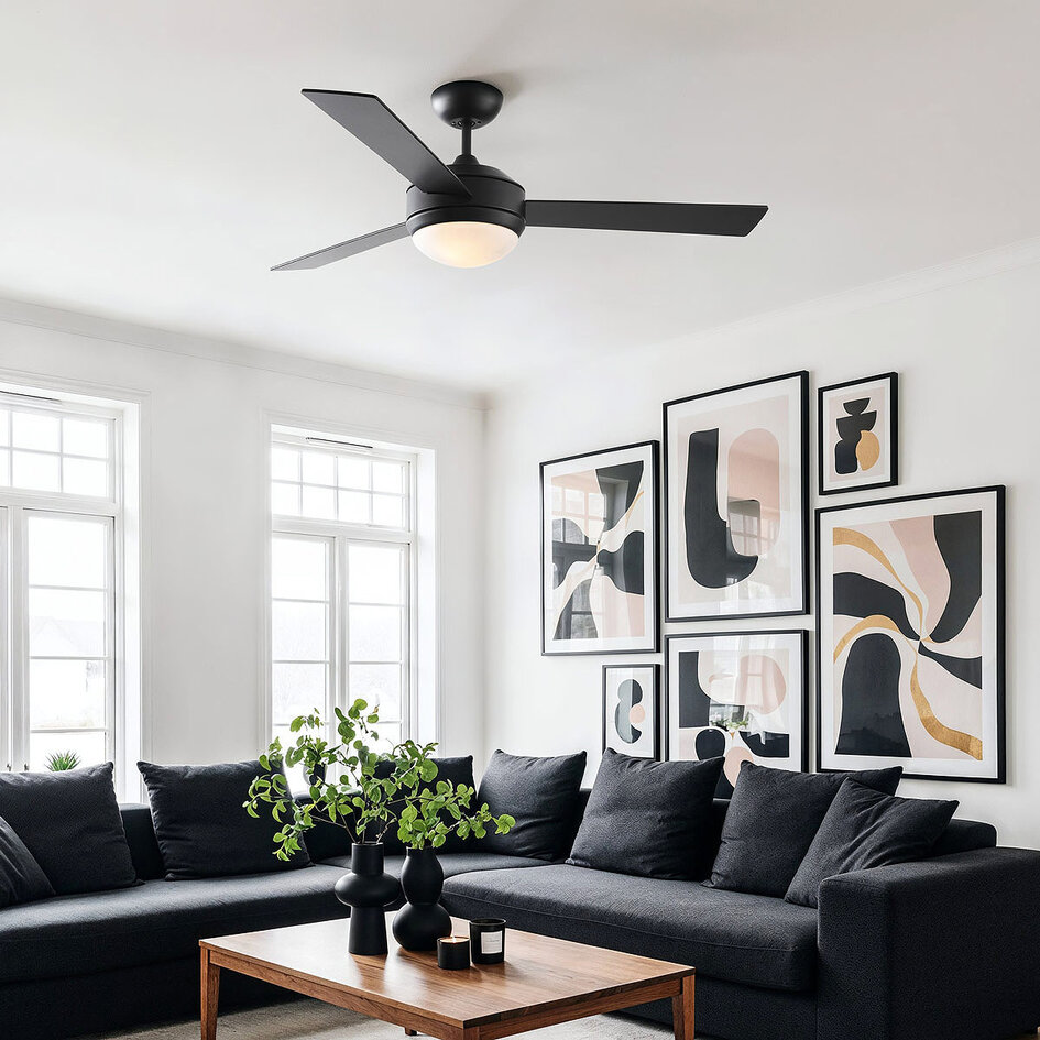 Moderner Deckenventilator schwarz mit Fernbedienung (E27) - Coco