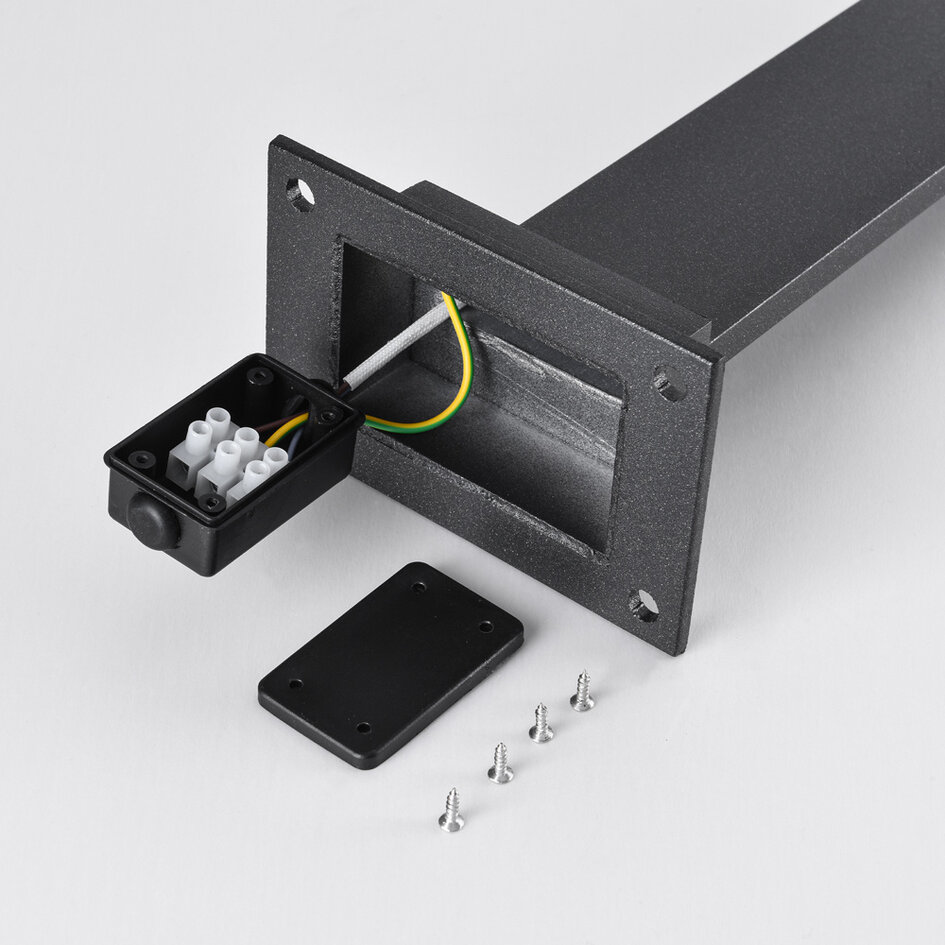 Sockelleuchte anthrazit mit milchig weißem Polycarbonatschirm - Mesia