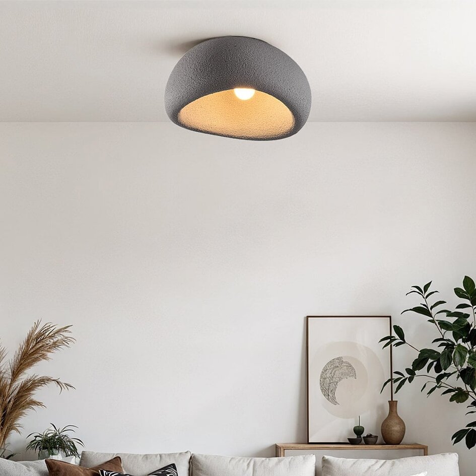 Wabi Sabi Deckenleuchte mit Steineffekt Stone Craft 48 x 38 cm - grau