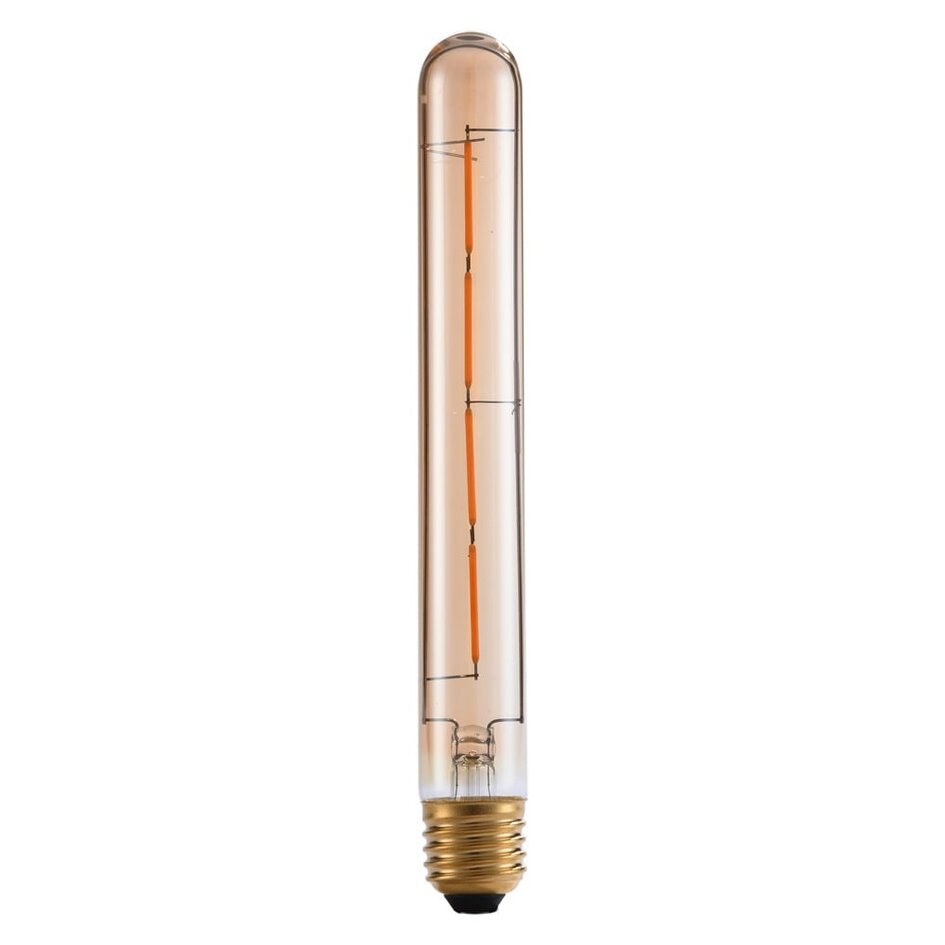 E27 dimmbare Röhrenlampe amber Glas mit Filament 4W, 2200K, 22,5 cm