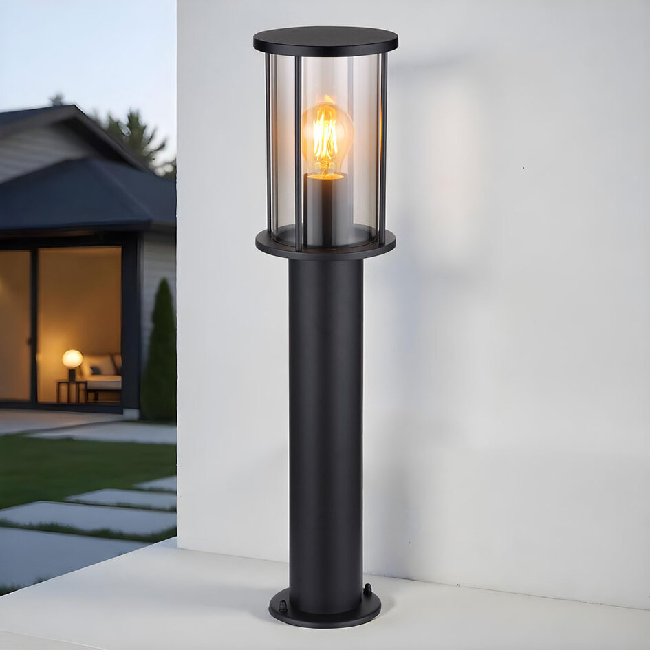 Sockelleuchte mit Rauchglas, Schwarz 60 cm - Penn