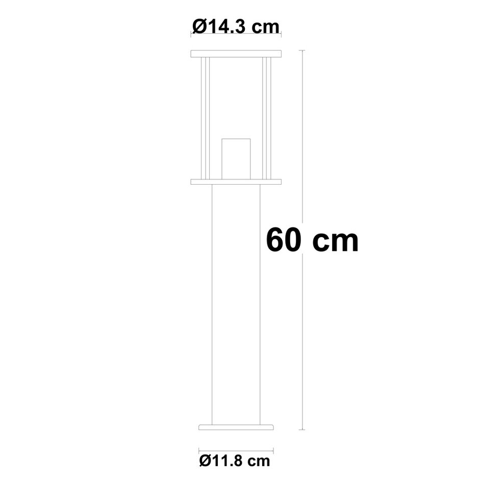 Sockelleuchte mit Rauchglas, Schwarz 60 cm - Penn
