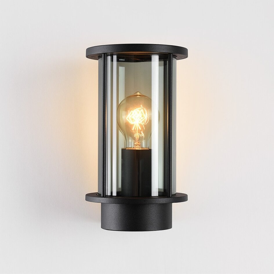 Außenwandleuchte mit Rauchglas, Peije - Schwarz