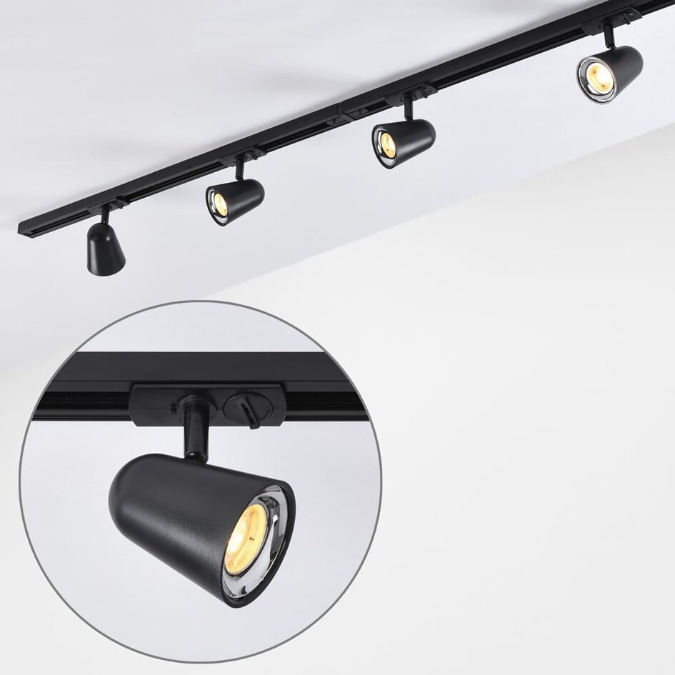 Modernes 1-Phasen-Schienensystem 1,5 Meter mit Sev-Spots - 3-stufig dimmbar